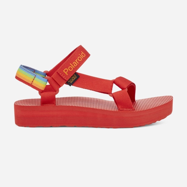 Hungary Teva Midform Universal - Polaroid - Női Platform Szandál Piros - 691-VTCAK